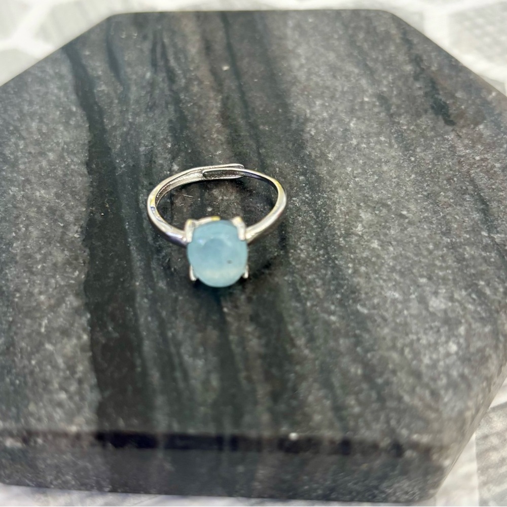 Authentic Aquamarine & Silver Ring adjustable